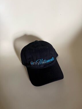 Vetements Black Baseball Cap with Blue Logo